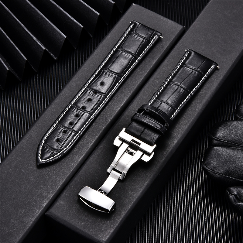 Leather Watch Band Men - Biznesowe skórzane paski do zegarków klamra
