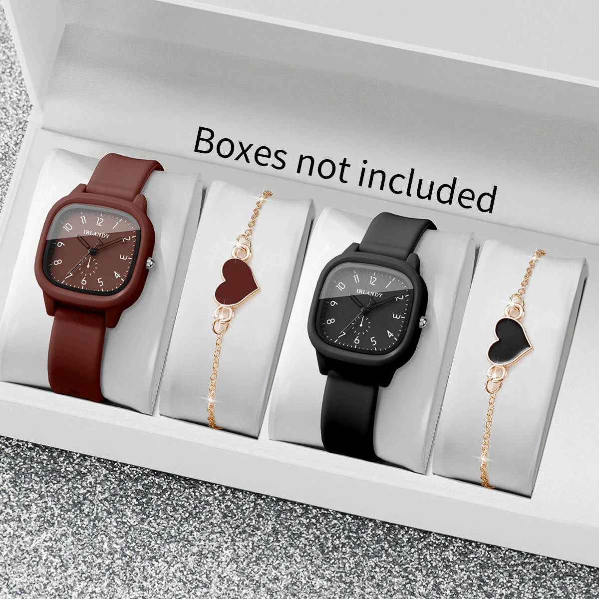 Silicone Band Women - 4 sztuki: modny, kwadratowy zegarek damski