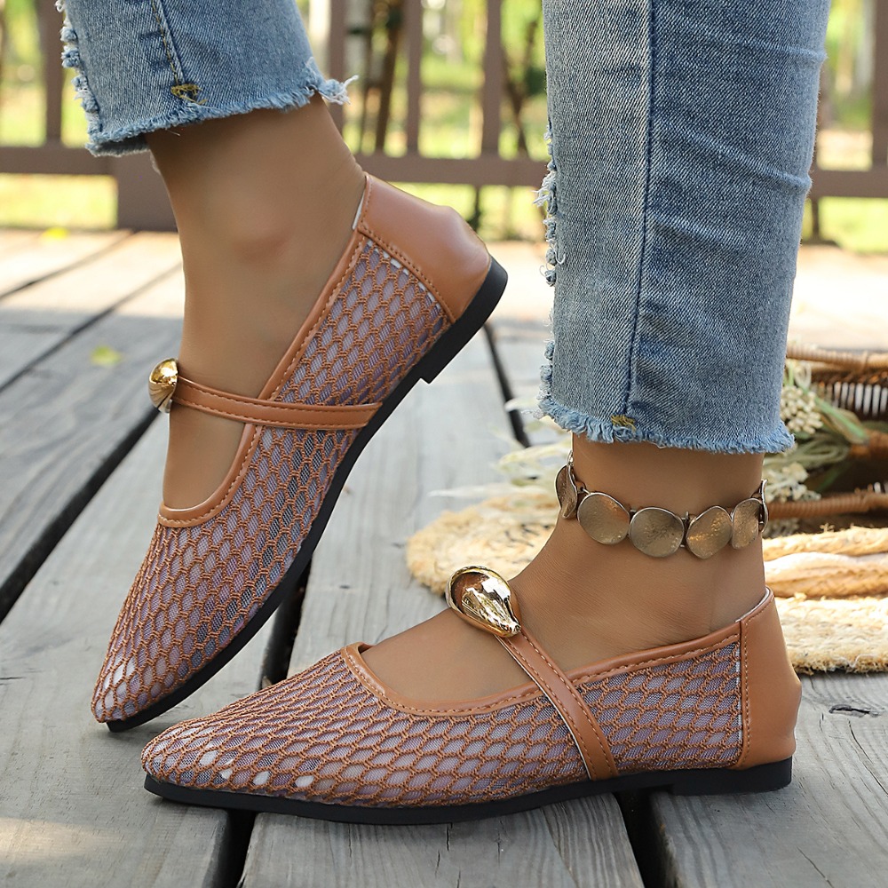 Damskie ażurowe baleriny Mary  – Mesh Strap Metal recenzja i cena