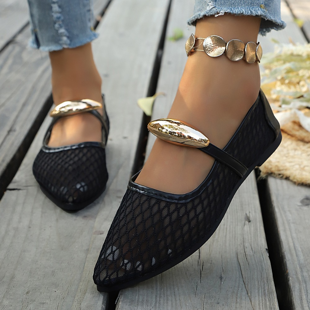 Damskie ażurowe baleriny Mary  – Mesh Strap Metal recenzja i cena