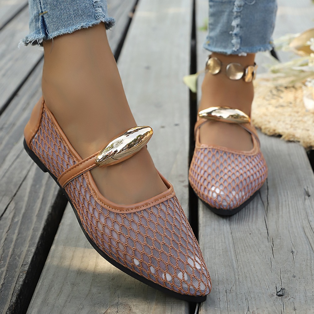 Damskie ażurowe baleriny Mary  – Mesh Strap Metal recenzja i cena